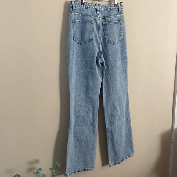 New Floral Celestial Sun Distressed High waist straight leg Ripped Jeans XL Boho - Picture 6 of 7